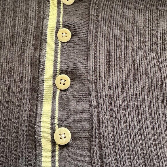 Nike Polo Shirt Mens Large Gray Ribbed Sweater Knit Short Sleeve Buttons Logo - Picture 9 of 11